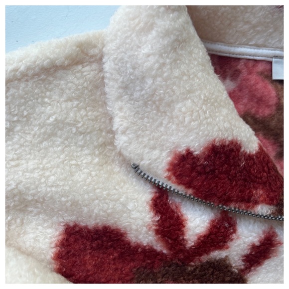 Loft Floral Sherpa Half Zip Sweatshirt M & L - Picture 5 of 12